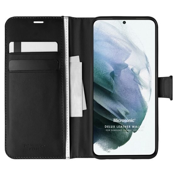 Microsonic Samsung Galaxy S21 Plus Kılıf Delux Leather Wallet Siyah