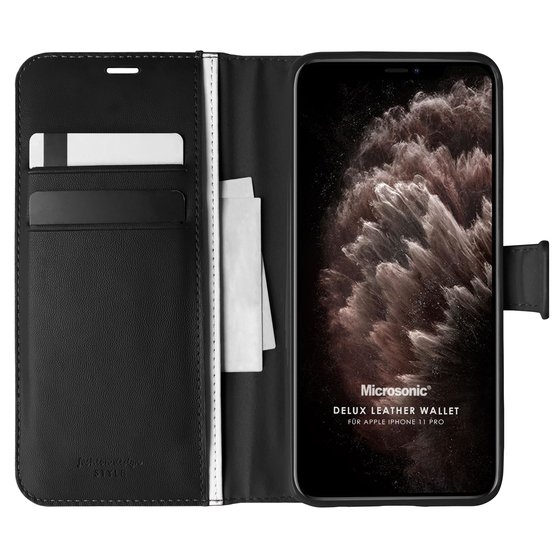 Microsonic Apple iPhone 11 Pro Kılıf Delux Leather Wallet Siyah