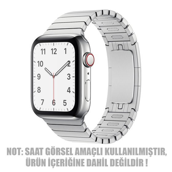 Microsonic Apple Watch Series 7 41mm Kordon Link Bracelet Band Gümüş