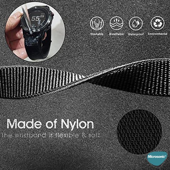 Microsonic Garmin Instinct Kordon UltraFit Hasırlı Woven Siyah