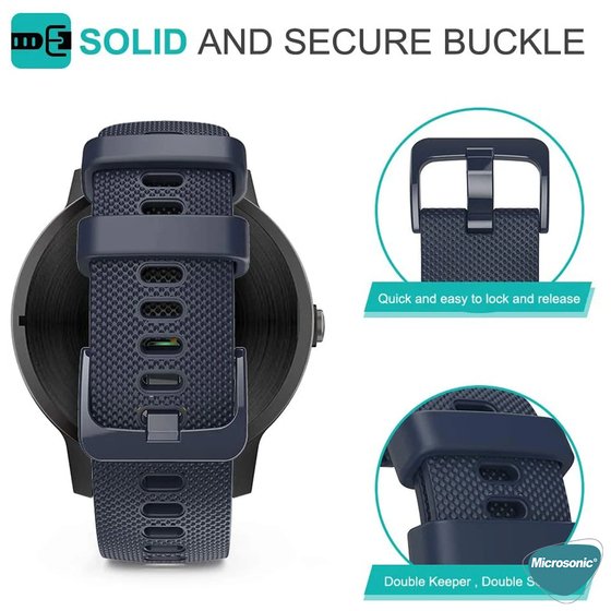 Microsonic Huawei Watch 5 42mm Kordon, Silicone Sport Band Gri