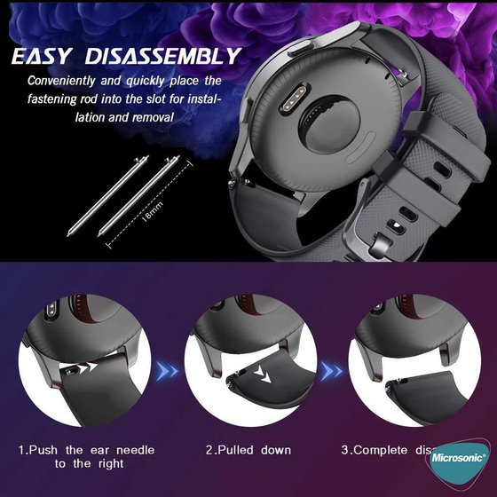 Microsonic Huawei Watch 5 42mm Kordon, Silicone Sport Band Gri