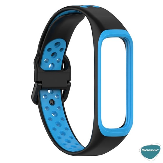 Microsonic Samsung Galaxy Fit 2 R220 Rainbow Sport Band Kordon Siyah Mavi