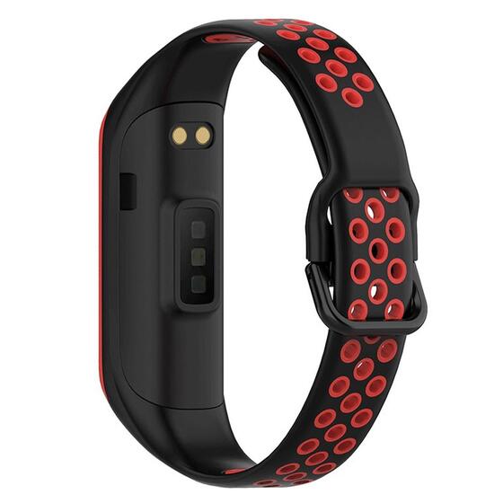 Microsonic Samsung Galaxy Fit 2 R220 Rainbow Sport Band Kordon Siyah Kırmızı