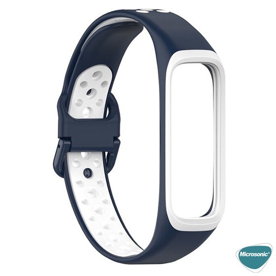 Microsonic Samsung Galaxy Fit 2 R220 Rainbow Sport Band Kordon Lacivert Beyaz