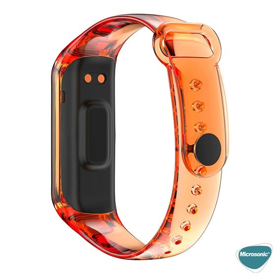 Microsonic Samsung Galaxy Fit 2 R220 Kordon Transparent Clear Band Turuncu