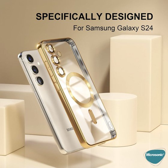 Microsonic Samsung Galaxy S24 Ultra Kılıf MagSafe Luxury Electroplate Siyah