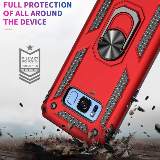 Microsonic Samsung Galaxy S8 Plus Kılıf Military Ring Holder Gümüş