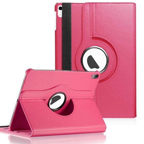 Microsonic Apple iPad Mini 6 2021 (A2567-A2568-A2569) Kılıf 360 Dönerli Stand Deri Pembe