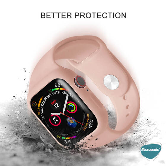 Microsonic Apple Watch Series 8 45mm Kordon 360 Coverage Silicone Siyah