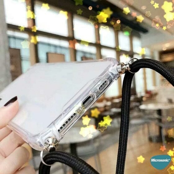 Microsonic Samsung Galaxy Note 10 Lite Kılıf Neck Lanyard Siyah