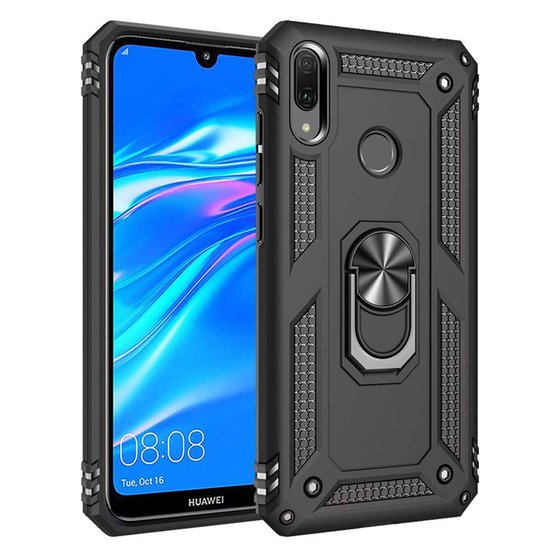 Microsonic Huawei Y7 Prime 2019 Kılıf Military Ring Holder Siyah