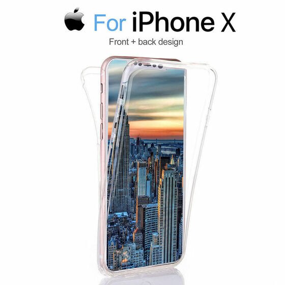 Microsonic iPhone X Kılıf 6 tarafı tam full koruma 360 Clear Soft Şeffaf