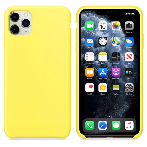 Microsonic Apple iPhone 11 Pro Max (6.5'') Kılıf Liquid Lansman Silikon Güneş Sarısı