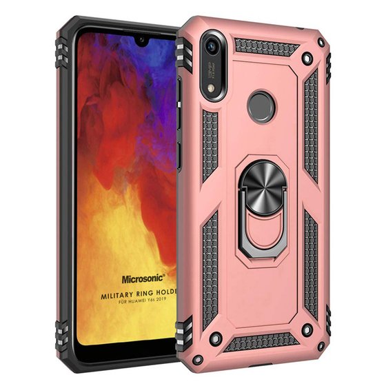 Microsonic Huawei Y6s 2019 Kılıf Military Ring Holder Rose Gold