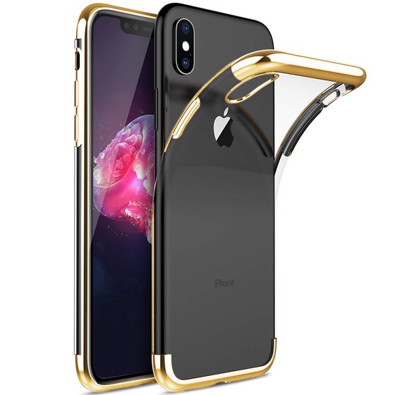 Microsonic Apple iPhone X Kılıf Skyfall Transparent Clear Gold