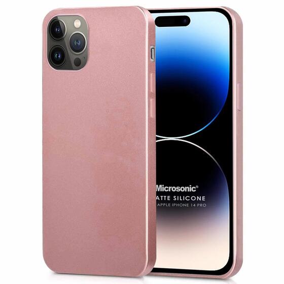 Microsonic Matte Silicone Apple iPhone 14 Pro Kılıf Rose Gold