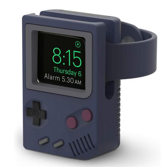 Microsonic Apple Watch 10 46mm Masaüstü Şarj Standı Gameboy Lacivert