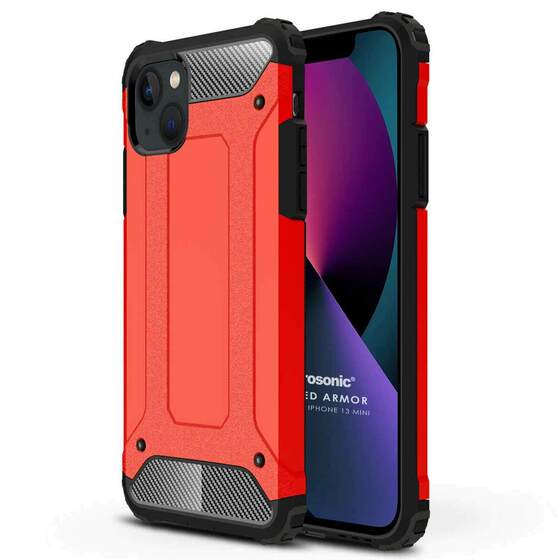 Microsonic Apple iPhone 13 Mini Kılıf Rugged Armor Kırmızı