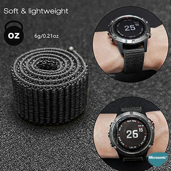 Microsonic Garmin Fenix 7 Kordon UltraFit Hasırlı Woven Koyu Yeşil