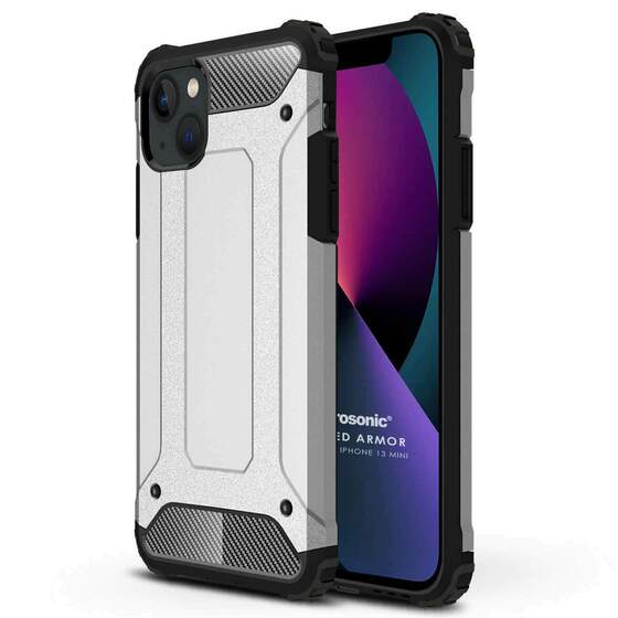 Microsonic Apple iPhone 13 Mini Kılıf Rugged Armor Gümüş