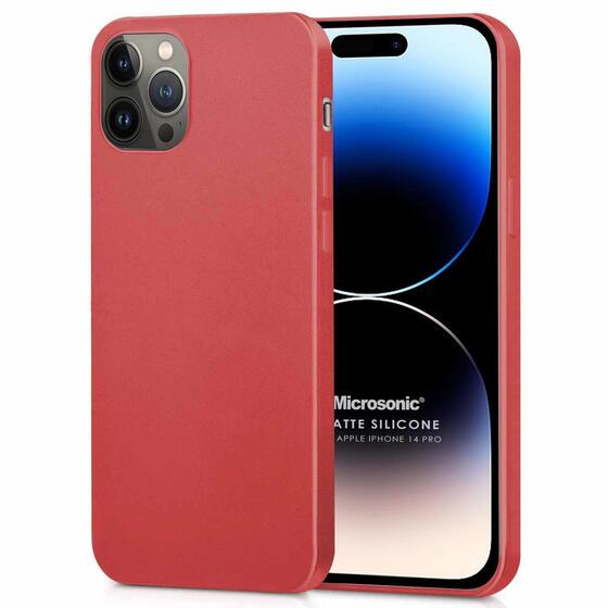 Microsonic Matte Silicone Apple iPhone 14 Pro Kılıf Kırmızı