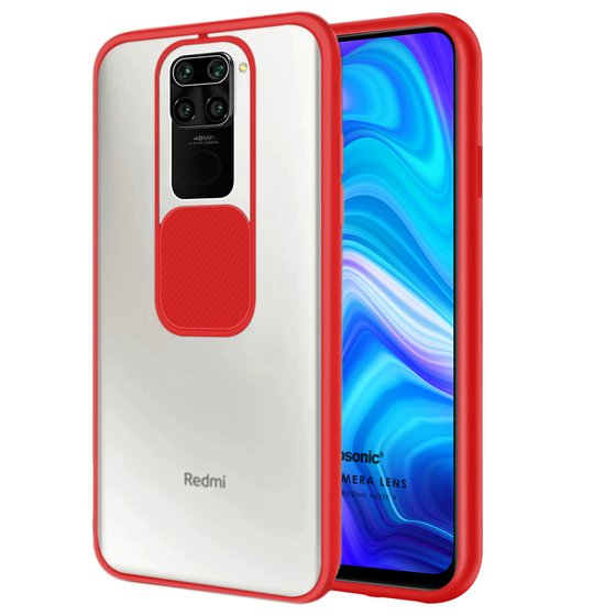 Microsonic Xiaomi Redmi Note 9 Kılıf Slide Camera Lens Protection Kırmızı