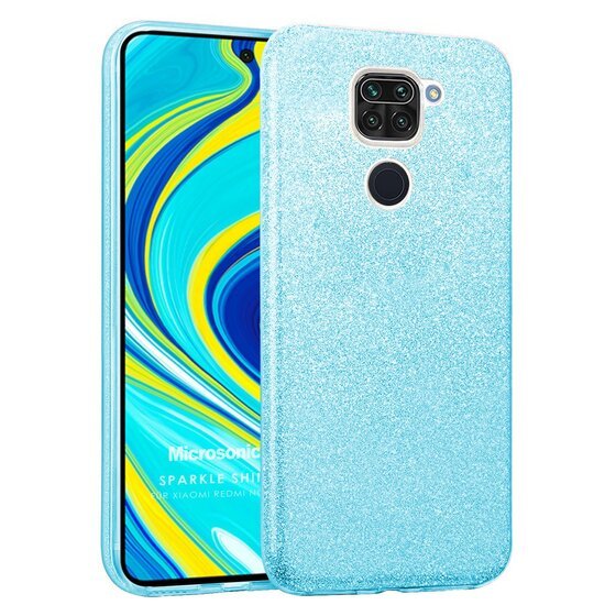 Microsonic Xiaomi Redmi Note 9 Kılıf Sparkle Shiny Mavi