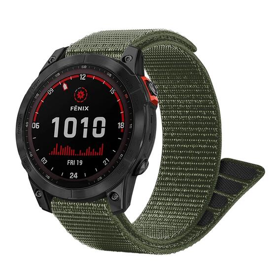 Microsonic Garmin Fenix 6 Pro Solar Titanium Kordon UltraFit Hasırlı Woven Koyu Yeşil