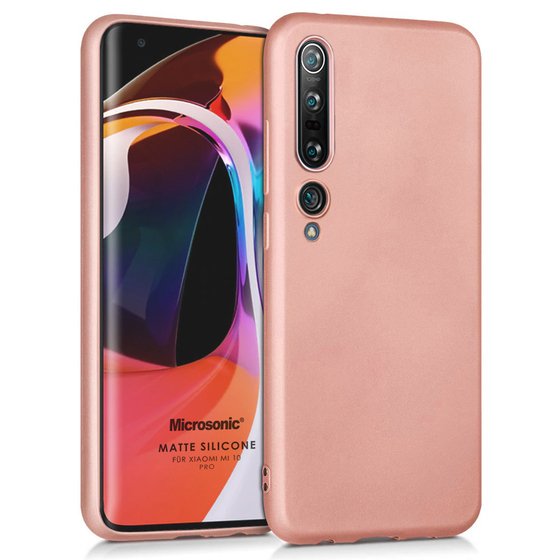 Microsonic Matte Silicone Xiaomi Mi 10 Pro Kılıf Rose Gold