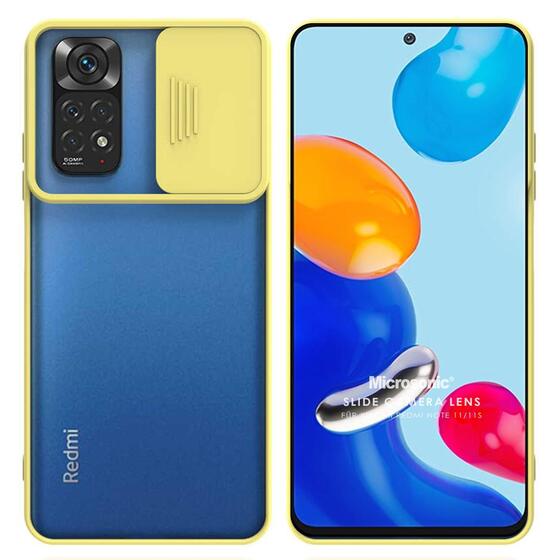 Microsonic Xiaomi Redmi Note 11 Kılıf Slide Camera Lens Protection Sarı