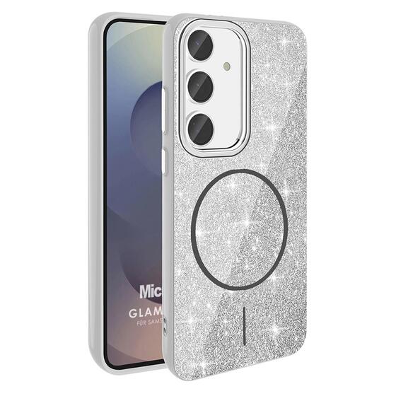 Microsonic Samsung Galaxy S24 FE Kılıf GlamGrip Luxe Gümüş