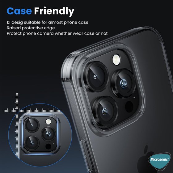 Microsonic Apple iPhone 16 Pro Max Tekli Kamera Lens Koruma Camı Siyah