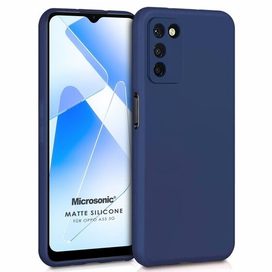 Microsonic Matte Silicone Oppo A55 5G Kılıf Lacivert