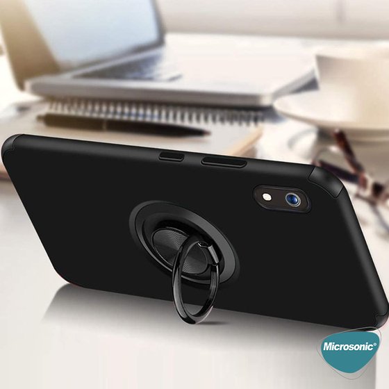 Microsonic Samsung Galaxy A10 Kılıf Kickstand Ring Holder Kırmızı