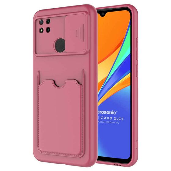 Microsonic Xiaomi Redmi 9C Kılıf Inside Card Slot Mürdüm