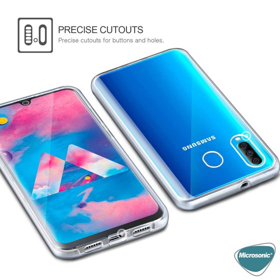 Microsonic Samsung Galaxy M30 Kılıf 6 tarafı tam full koruma 360 Clear Soft Şeffaf