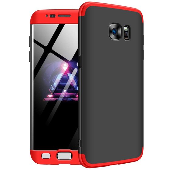 Microsonic Samsung Galaxy S7 Edge Kılıf Double Dip 360 Protective Siyah Kırmızı