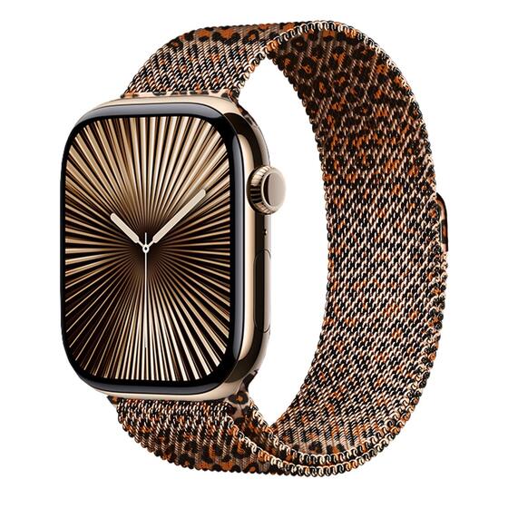 Microsonic Apple Watch Ultra Kordon Luxe Metal Leopard Rose Gold