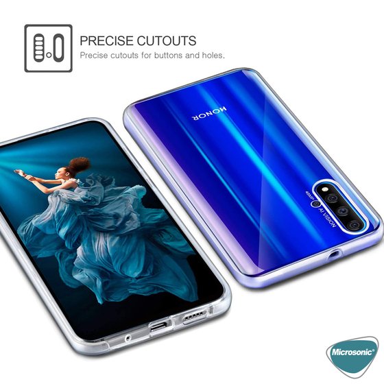 Microsonic Huawei Honor 20 Kılıf 6 tarafı tam full koruma 360 Clear Soft Şeffaf