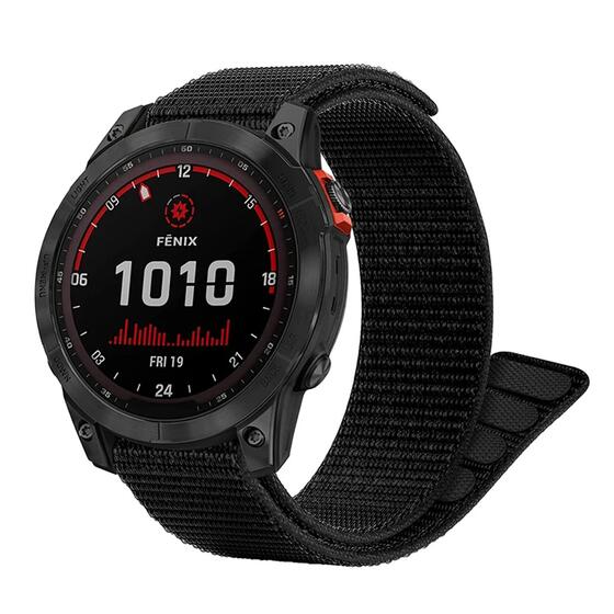 Microsonic Garmin Fenix 6 Sapphire Kordon UltraFit Hasırlı Woven Siyah