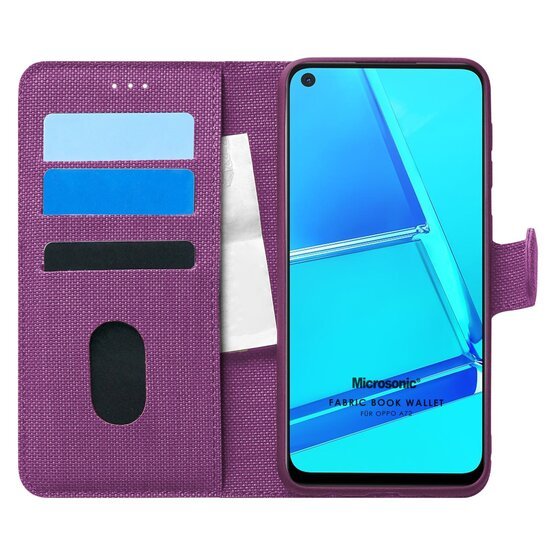 Microsonic Oppo A72 Kılıf Fabric Book Wallet Mor