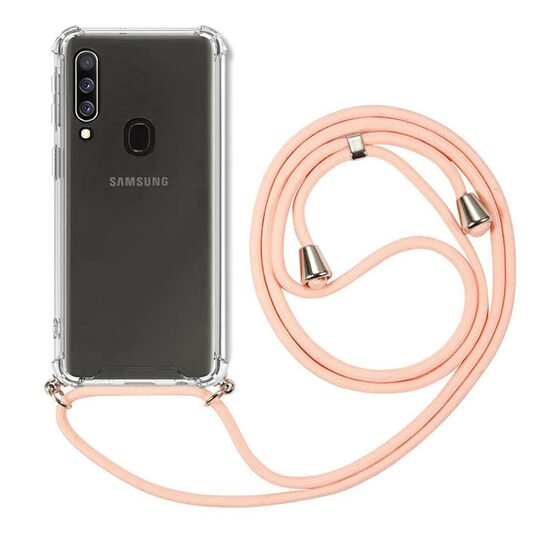 Microsonic Samsung Galaxy A20s Kılıf Neck Lanyard Rose Gold