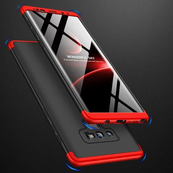 Microsonic Samsung Galaxy Note 9 Kılıf Double Dip 360 Protective Siyah Kırmızı