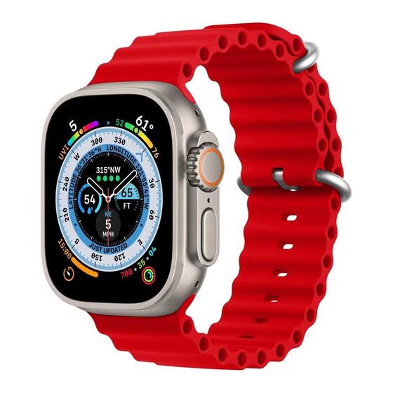 Microsonic Apple Watch SE 2022 44mm Kordon Ocean Band Kırmızı