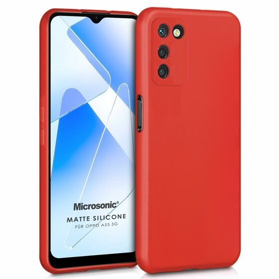 Microsonic Matte Silicone Oppo A55 5G Kılıf Kırmızı