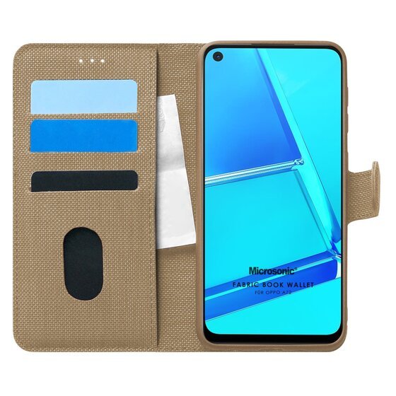 Microsonic Oppo A72 Kılıf Fabric Book Wallet Gold