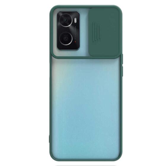 Microsonic Oppo A76 Kılıf Slide Camera Lens Protection Koyu Yeşil