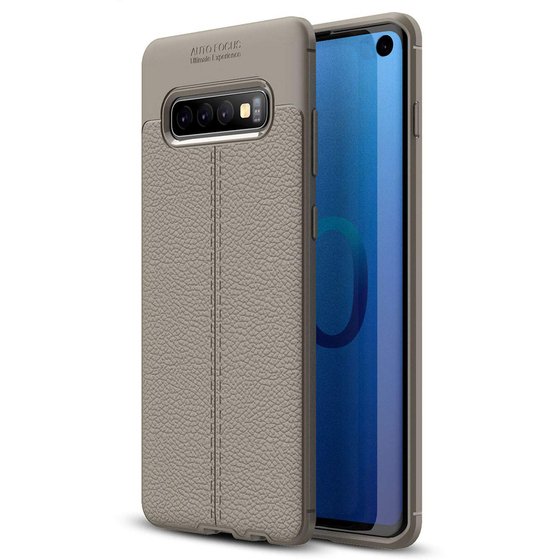 Microsonic Samsung Galaxy S10 Kılıf Deri Dokulu Silikon Gri