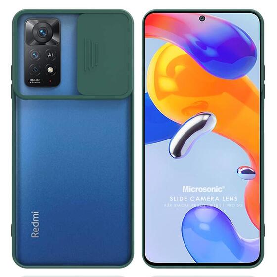 Microsonic Xiaomi Redmi Note 11 Pro 5G Kılıf Slide Camera Lens Protection Koyu Yeşil